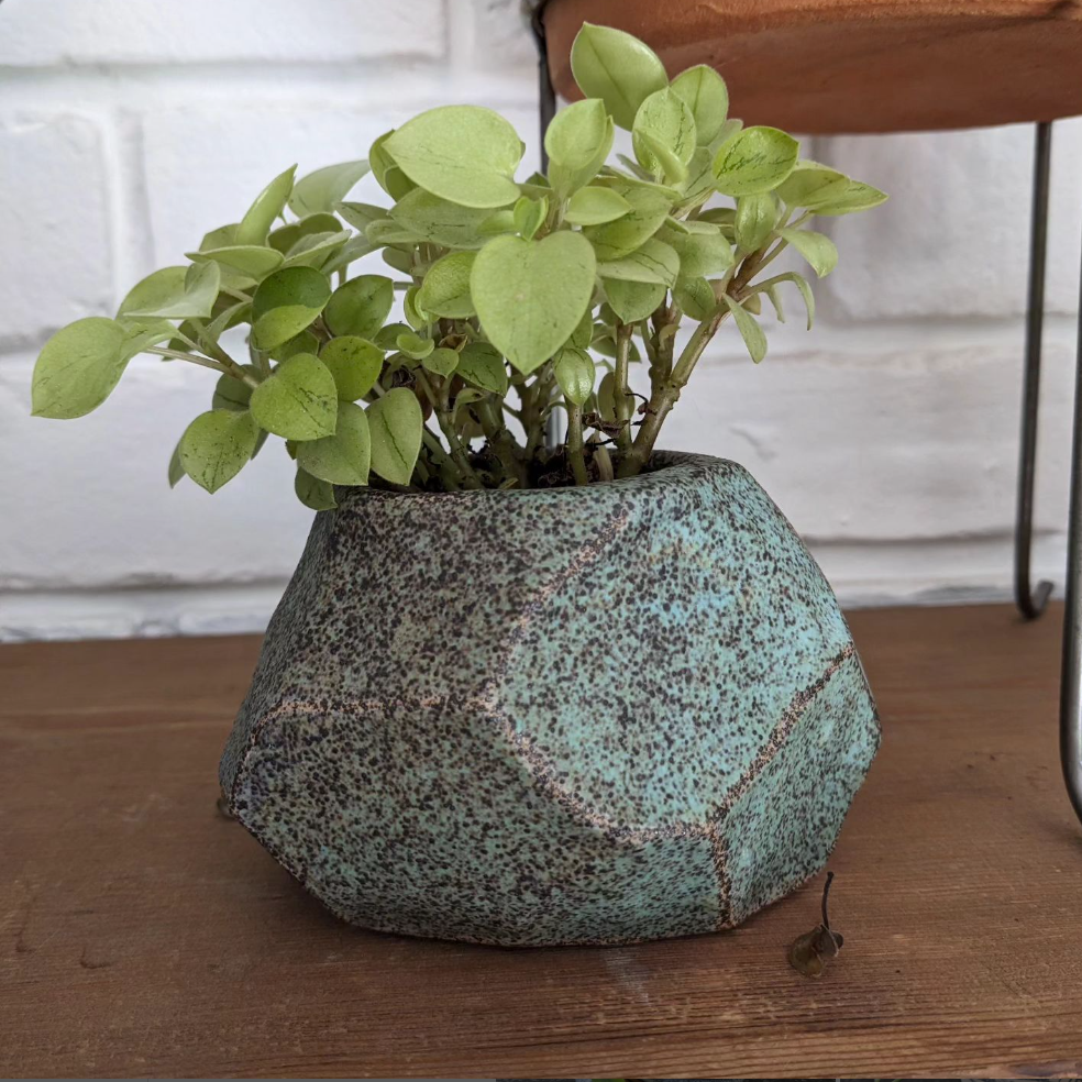 Turquoise faceted gem ceramic planter
